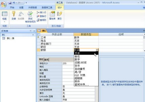 Access2007“设计视图”