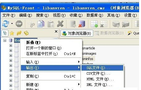 三分钟教会你使用使用mysql-front更快导出数据库